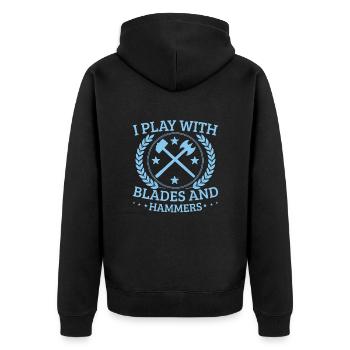 Metalsmith Play With Blades And Hammers Gift Idea - Unisex Premium Organic Zip Hoodie - black - Back - Nico (187cm)