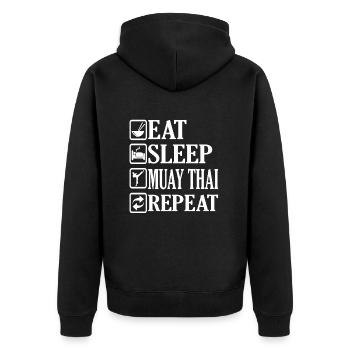 Eat Sleep Muay Thai Repeat Gift Idea - Veste à capuche bio Premium Unisexe - noir - Dos - Nico (187cm)