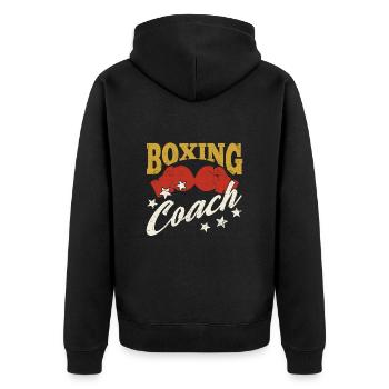 Boxing Coach Boxing Gloves Cool Boxing Coach Gift - Unisex Premium Organic Zip Hoodie - black - Back - Nico (187cm)