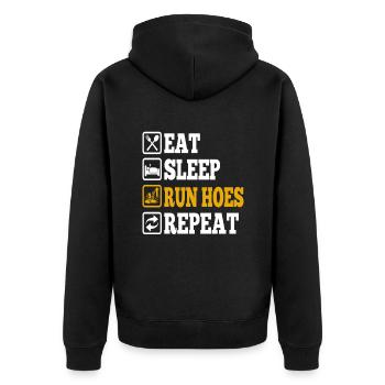 Eat Sleep Run Hoes Repeat Excavator Operator Gift - Unisex Premium Bio Zip Hoodie - Schwarz - Hinten - Nico (187cm)
