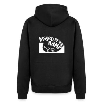 Skater Kissed By The Ramp Funny Skateboarder Gifts - Unisex Premium Bio Zip Hoodie - Schwarz - Hinten - Nico (187cm)