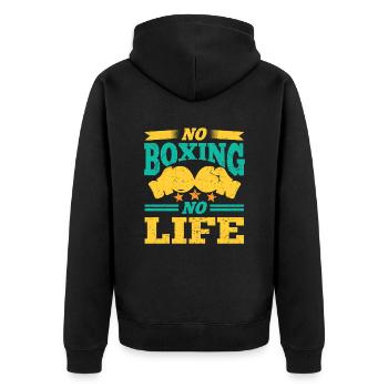 No Boxing No Life Funny Boxer Gift Idea - Unisex Premium Bio Zip Hoodie - Schwarz - Hinten - Nico (187cm)
