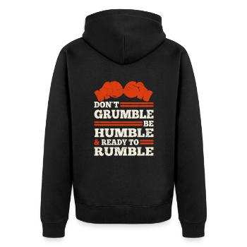 Boxer Don't Grumble Be Humble Ready To Rumble - Unisex Premium Organic Zip Hoodie - black - Back - Nico (187cm)