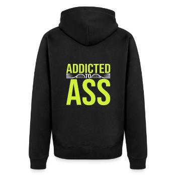 Tennis Saying Addicted To Ass For Tennis Player - Unisex Premium Bio Zip Hoodie - Schwarz - Hinten - Nico (187cm)