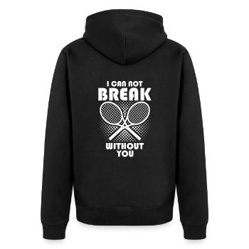 Tennis I Can Not Break Without You Tennis Lover - Unisex Premium Bio Zip Hoodie - Schwarz - Hinten - Nico (187cm)