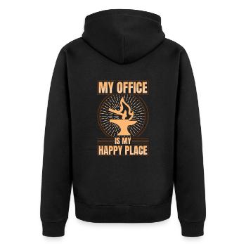 Blacksmithing My Office Is My Happy Place Gifts - Unisex Premium Organic Zip Hoodie - black - Back - Nico (187cm)
