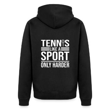 Funny Tennis Qoute Art For Tennis Player Fan Lover - Unisex Premium Bio Zip Hoodie - Schwarz - Hinten - Nico (187cm)