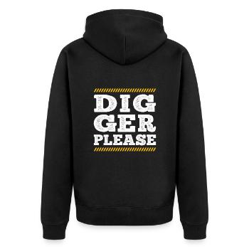 Digger Please Excavator Operator Construction Gift - Unisex Premium Bio Zip Hoodie - Schwarz - Hinten - Nico (187cm)
