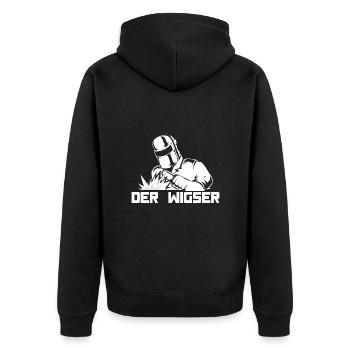 Der Wigser Schweißer Witziges Schweißen Geschenk - Unisex Premium Bio Zip Hoodie - Schwarz - Hinten - Nico (187cm)