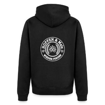 Hopfen und Malz wieder finden Bierfans Geschenke - Unisex Premium Bio Zip Hoodie - Schwarz - Hinten - Nico (187cm)