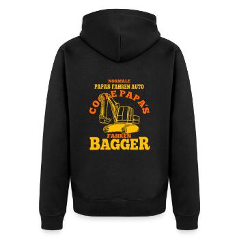 Coole Papas Fahren Bagger Spruch Für Baggerfahrer - Unisex Premium Bio Zip Hoodie - Schwarz - Hinten - Nico (187cm)