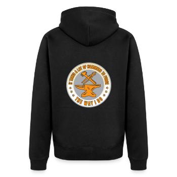 It Takes A Lot Of Hammers To Forge The Way I Do - Unisex Premium Organic Zip Hoodie - black - Back - Nico (187cm)