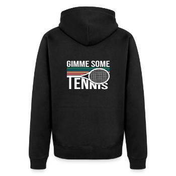 Tennis Qoute Gimme Some Tennis Art For Tennis Fans - Unisex Premium Bio Zip Hoodie - Schwarz - Hinten - Nico (187cm)