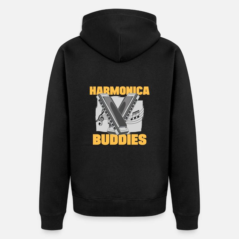 Harmonica Buddies Harmonicist Gift Idea - Unisex Premium Organic Zip Hoodie - black