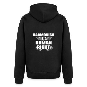 Harmonica Is A Human Right Harmonicist Mouth harp - Unisex Premium Bio Zip Hoodie - Schwarz - Hinten - Nico (187cm)