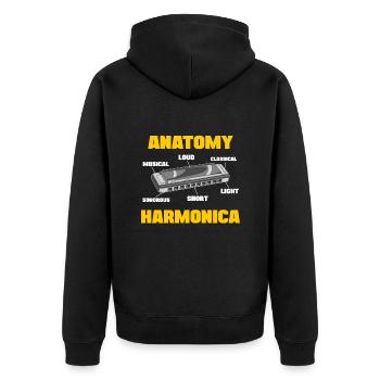 Mouth Harp Anatomy Harmonica Harmonicist Gift - Unisex Premium Bio Zip Hoodie - Schwarz - Hinten - Nico (187cm)