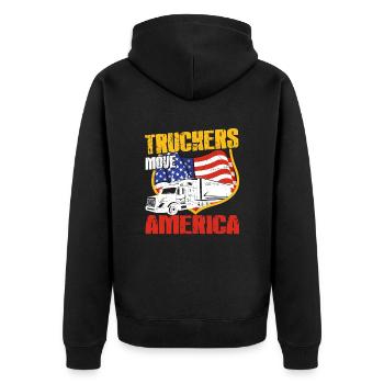 Truckers Move America Trucking Art Trucker Lover - Veste à capuche bio Premium Unisexe - noir - Dos - Nico (187cm)