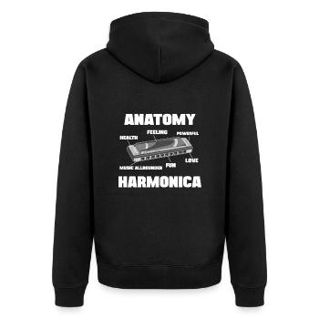 Mouth harp Anatomy Harmonica Player Harmonicist - Unisex Premium Organic Zip Hoodie - black - Back - Nico (187cm)