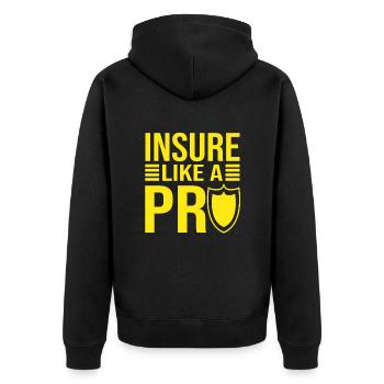 Insure Like A Pro Insurance Broker Gift - Unisex Premium Organic Zip Hoodie - black - Back - Nico (187cm)