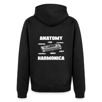 Anatomie Harmoniciste Harmoniciste Harpe à bouche - Veste à capuche bio Premium Unisexe - noir - Dos - Nico (187cm)