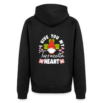 I Give You My Terracotta Heart Elf Gnome Miniature - Unisex Premium Organic Zip Hoodie - black - Back - Nico (187cm)