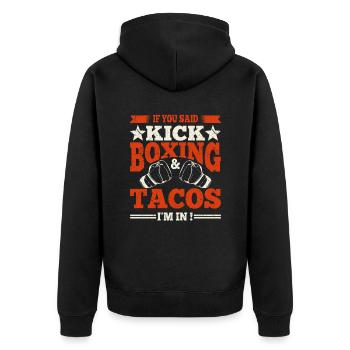 Citation de kickboxeur Gants de boxe Kickboxing et tacos - Veste à capuche bio Premium Unisexe - noir - Dos - Nico (187cm)