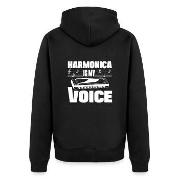 Harmonica Is My Voice Harmonica Player Mouth harp - Unisex Premium Bio Zip Hoodie - Schwarz - Hinten - Nico (187cm)