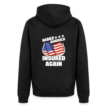 Make America Insured Again Insurnace Consultant - Unisex Premium Bio Zip Hoodie - Schwarz - Hinten - Nico (187cm)