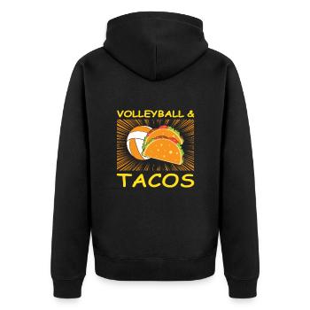 Volleyball & Tacos Girls Mom Gift Idea - Unisex Premium Bio Zip Hoodie - Schwarz - Hinten - Nico (187cm)