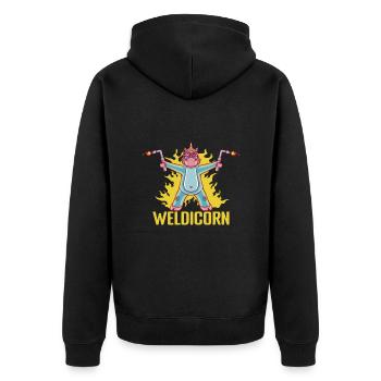 Weldicorn Welder Welding Weld Gift Idea - Unisex Premium Bio Zip Hoodie - Schwarz - Hinten - Nico (187cm)