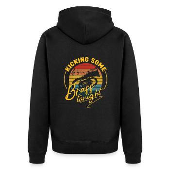 Kicking Some Brass Tonight Baritone Player Gifts - Unisex Premium Organic Zip Hoodie - black - Back - Nico (187cm)