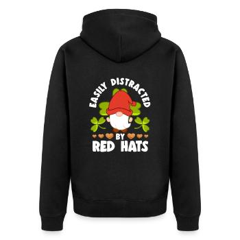 Facilement distrait par Red Hats Elf Gnome Miniature - Veste à capuche bio Premium Unisexe - noir - Dos - Nico (187cm)