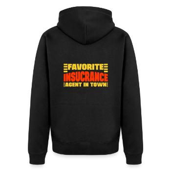 Favorite Insurance Agent In Town Insurance Broker - Unisex Premium Bio Zip Hoodie - Schwarz - Hinten - Nico (187cm)