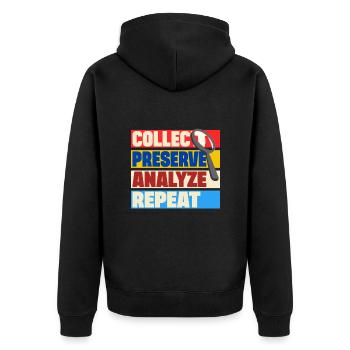 Criminologie Collecter Préserver Analyser Répéter le don - Veste à capuche bio Premium Unisexe - noir - Dos - Nico (187cm)