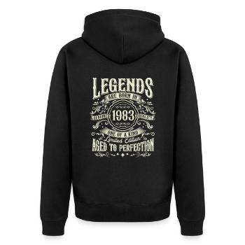 Vintage né en 1983 Legends Vintage Anniversaire - Veste à capuche bio Premium Unisexe - noir - Dos - Nico (187cm)