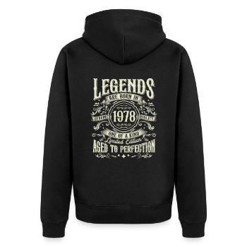 Né en 1978 Legends Vintage Anniversaire - Veste à capuche bio Premium Unisexe - noir - Dos - Nico (187cm)