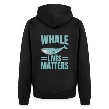Whale Lives Matters Whales Lover Marine Scientist - Unisex Premium Bio Zip Hoodie - Schwarz - Hinten - Nico (187cm)