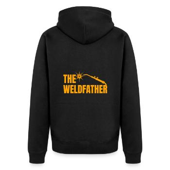 The Weldfather Stuff Welders Gift Idea - Unisex Premium Bio Zip Hoodie - Schwarz - Hinten - Nico (187cm)
