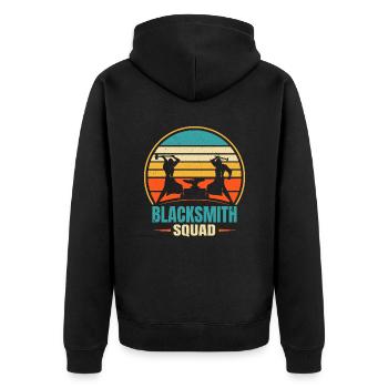 Blacksmith Squad Retro Metalsmith Gift Idea - Unisex Premium Organic Zip Hoodie - black - Back - Nico (187cm)