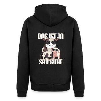 That's Sau Kuhl Kuh Farmer Agriculture - Unisex Premium Organic Zip Hoodie - black - Back - Nico (187cm)