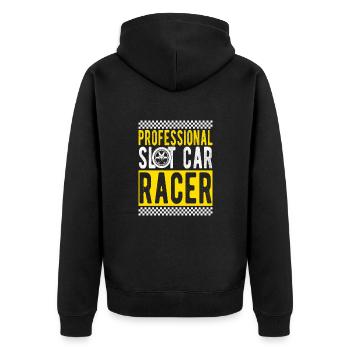 Professional Slot Car Racer Gifts - Unisex Premium Bio Zip Hoodie - Schwarz - Hinten - Nico (187cm)