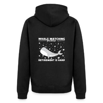 Whale Watching Because Retirement Is Hard Aquarist - Unisex Premium Bio Zip Hoodie - Schwarz - Hinten - Nico (187cm)