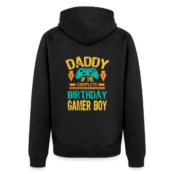 Daddy Of the Birthday Gamer Boy gift Idea - Unisex Premium Bio Zip Hoodie - Schwarz - Hinten - Nico (187cm)