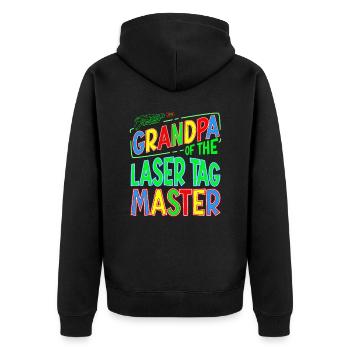 Gramps Grandpa Of the Laser Tag Birthday Boy - Unisex Premium Bio Zip Hoodie - Schwarz - Hinten - Nico (187cm)