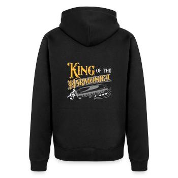 King Of The Harmonica Player Harmonicist Gift Idea - Unisex Premium Organic Zip Hoodie - black - Back - Nico (187cm)
