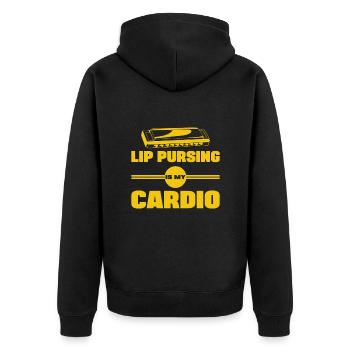 Lip Pursing Is My Cardio Harmonicist Gift Idea - Unisex Premium Organic Zip Hoodie - black - Back - Nico (187cm)