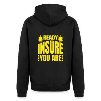Ready Insure You Are Insurance Broker Gift Idea - Unisex Premium Bio Zip Hoodie - Schwarz - Hinten - Nico (187cm)