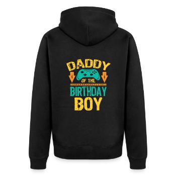 Daddy Of the Birthday Boy Gaming Gift Idea - Unisex Premium Bio Zip Hoodie - Schwarz - Hinten - Nico (187cm)