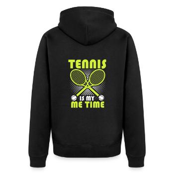 Tennis Saying Tennis Is My Me Time Racket Sport - Unisex Premium Organic Zip Hoodie - black - Back - Nico (187cm)
