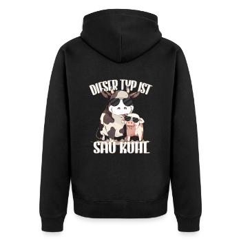 This guy is sow cool cow farmer funny idea - Unisex Premium Organic Zip Hoodie - black - Back - Nico (187cm)